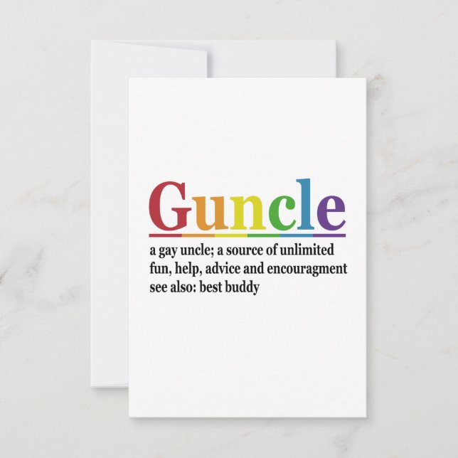 Guncle Definition Rainbow Funny Gift Thank You Card (Front)