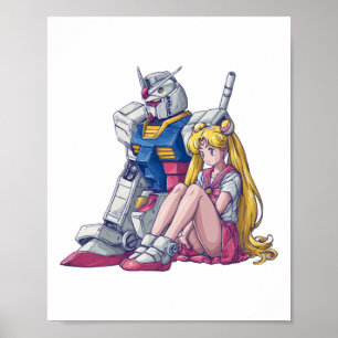 Gundam And Moon A Mecha Magical Crossover Poster