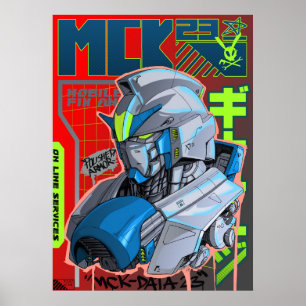 gundam inspired ink art poster