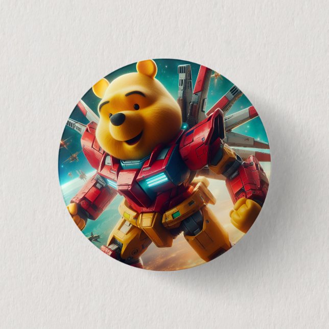 Gundam Winnie the Pooh 1 3 Cm Round Badge (Front)
