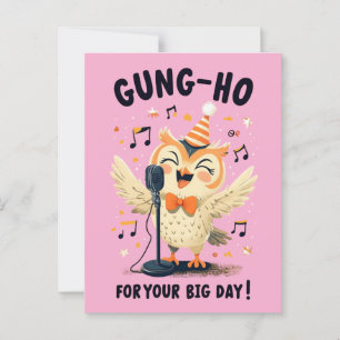 Gung-Ho Owl Birthday Celebration Singing Design Postcard