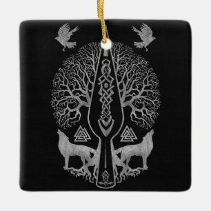 Gungnir - Spear of Odin and Tree of life  - Ceramic Ornament