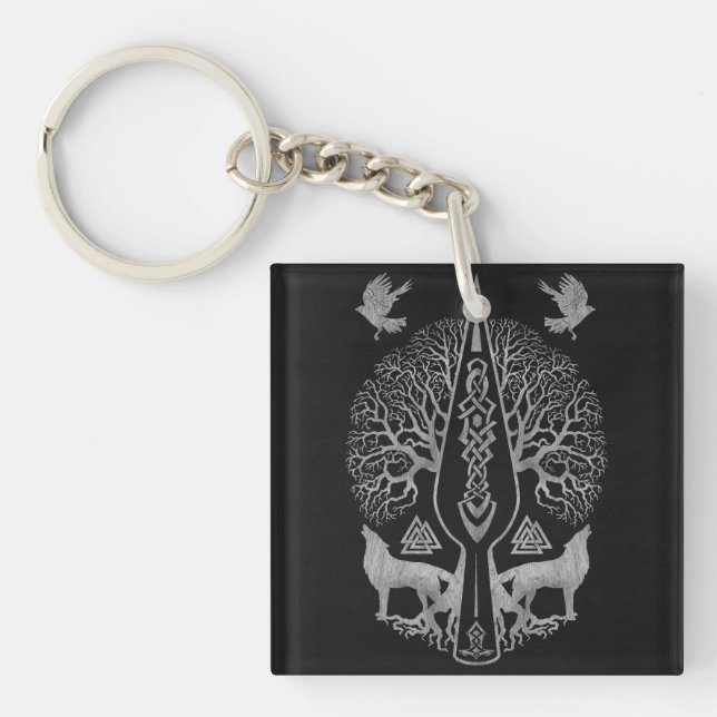 Gungnir - Spear of Odin and Tree of life  - Key Ring (Front)