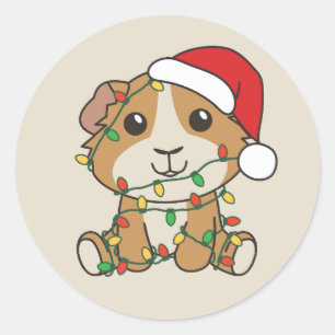 Guniea Pig Christmas Winter Animals Holiday Classic Round Sticker