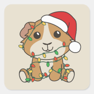Guniea Pig Christmas Winter Animals Holiday Square Sticker