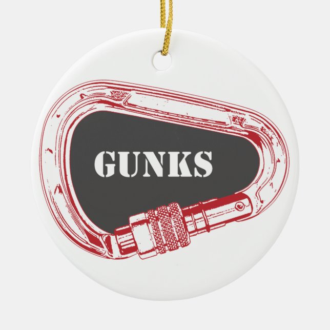 Gunks Climbing Carabiner Ceramic Tree Decoration (Front)