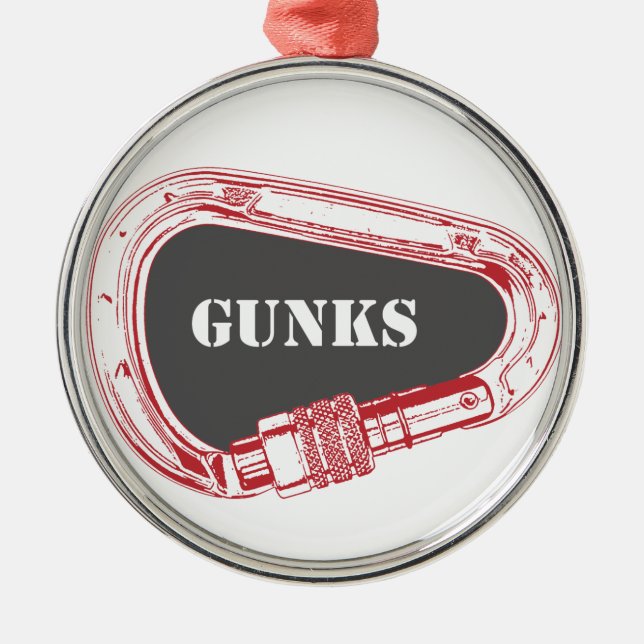 Gunks Climbing Carabiner Metal Tree Decoration (Front)