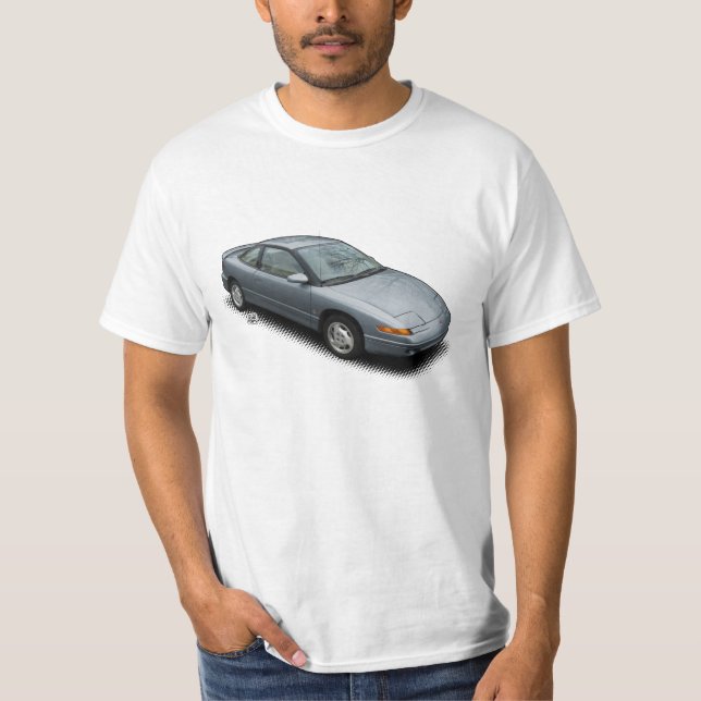 Gunmetal 1991 Saturn SC2 on White T-Shirt (Front)