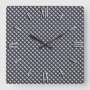 Gunmetal grey, metallic look, studded grid square wall clock