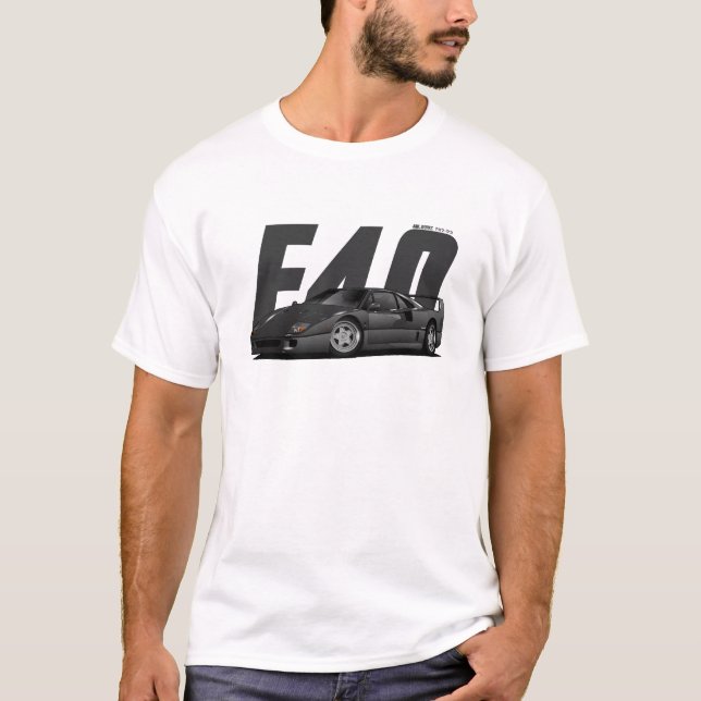 Gunmetal Grey Sports Super Car Retro F40 F-40 T-Shirt (Front)