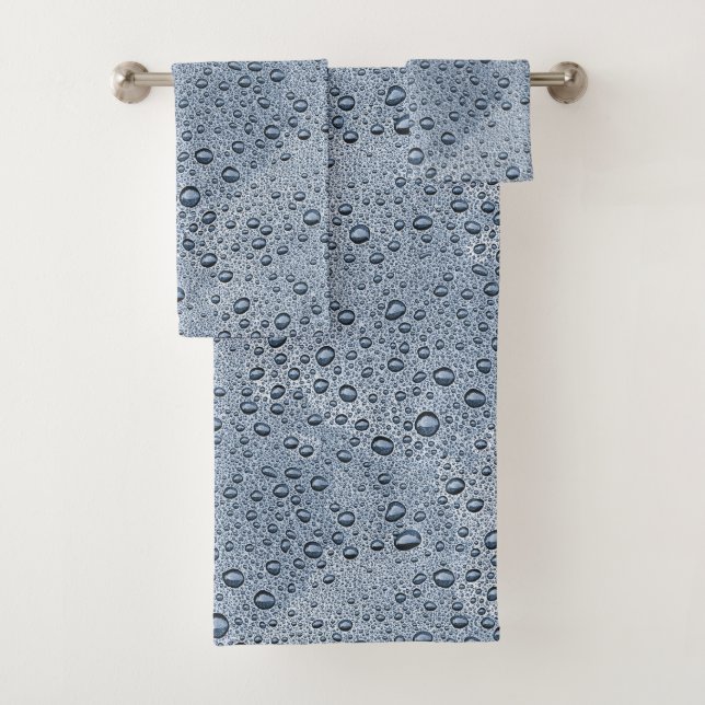 Gunmetal grey water droplets bath towel set (Insitu)
