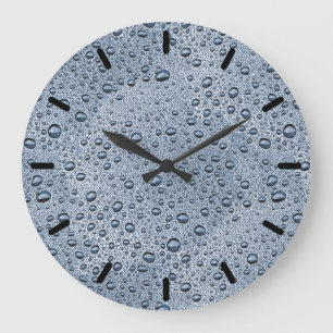 Gunmetal grey water droplets large clock