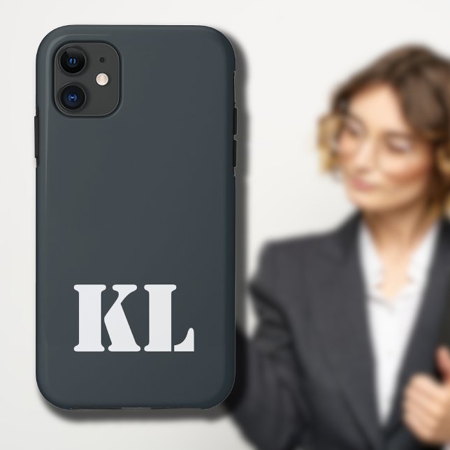 Gunmetal Metallic Solid Colour Minimalist Monogram Case-Mate iPhone Case (Creator Uploaded)