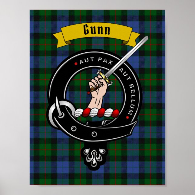 Gunn Clan Badge & Tartan 8.5x11 Poster (Front)