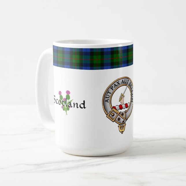 Gunn Clan Badge Tartan & Motto Classic Coffee Mug (Front Left)