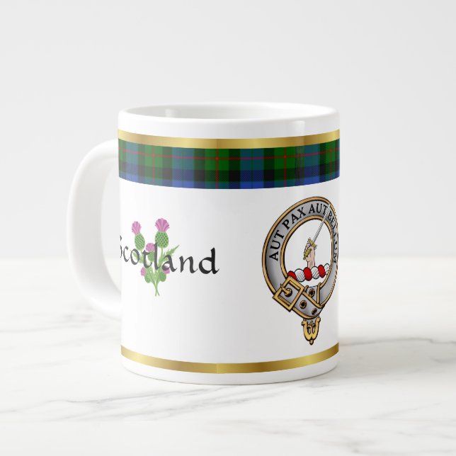 Gunn Clan Badge Tartan & Motto Large Coffee Mug (Front Left)