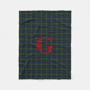 Gunn Clan Tartan Plaid Monogram Fleece Blanket