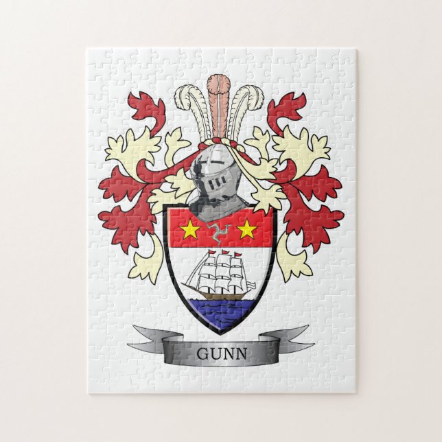 Gunn Family Crest Coat of Arms Jigsaw Puzzle (Vertical)