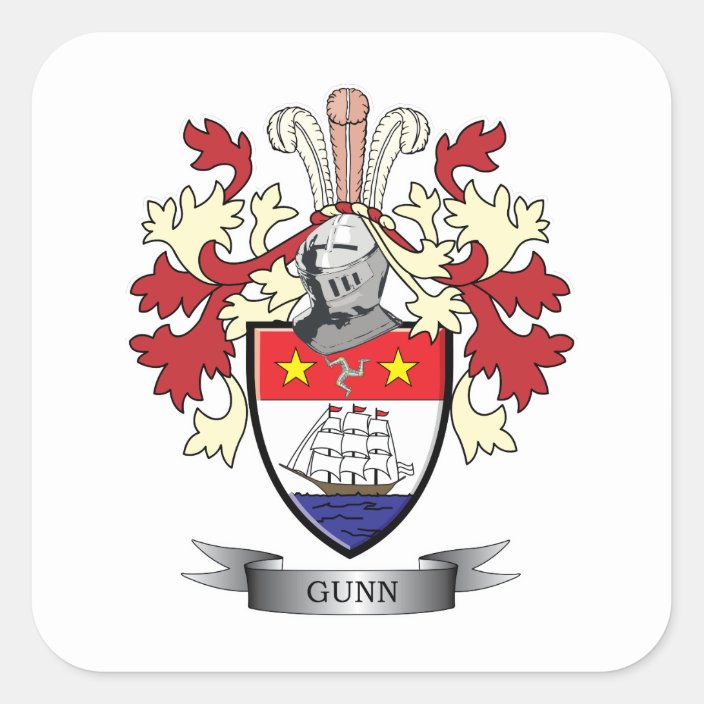 Gunn Family Crest Coat of Arms Square Sticker | Zazzle.co.uk