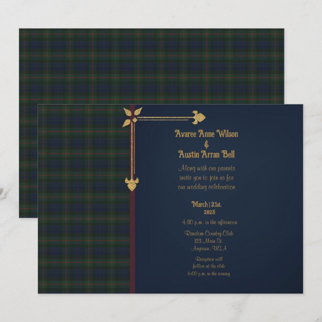Gunn Modern Original Scottish Tartan Wedding Invitation (Front/Back)