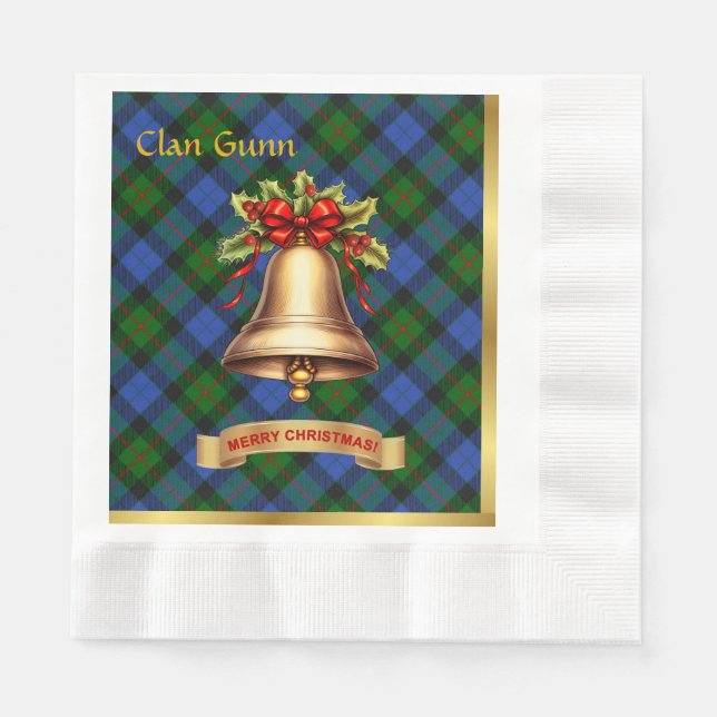 Gunn Personalised Tartan Christmas Napkin (Front)