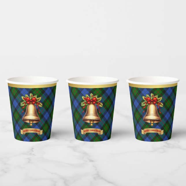 Gunn Personalised Tartan Christmas Paper Cups (Multi)