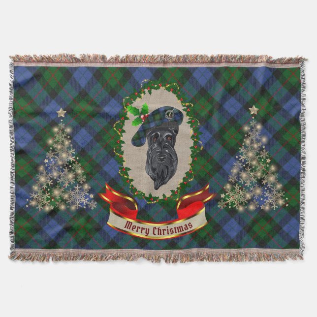 Gunn Scottie Dog Christmas Throw Blanket (Front)