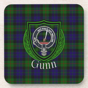 Gunn Scottish Clan Tartan & Crest Coaster
