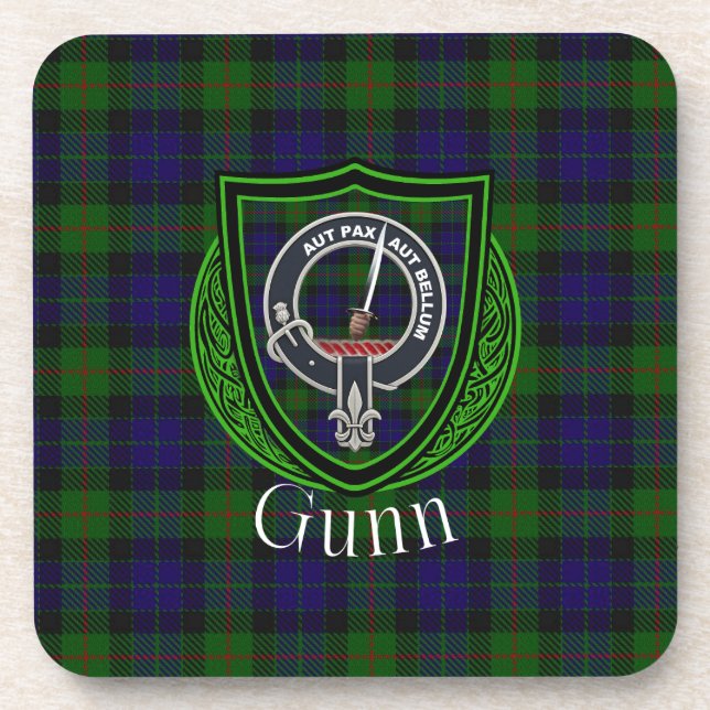 Gunn Scottish Clan Tartan & Crest Coaster (Front)