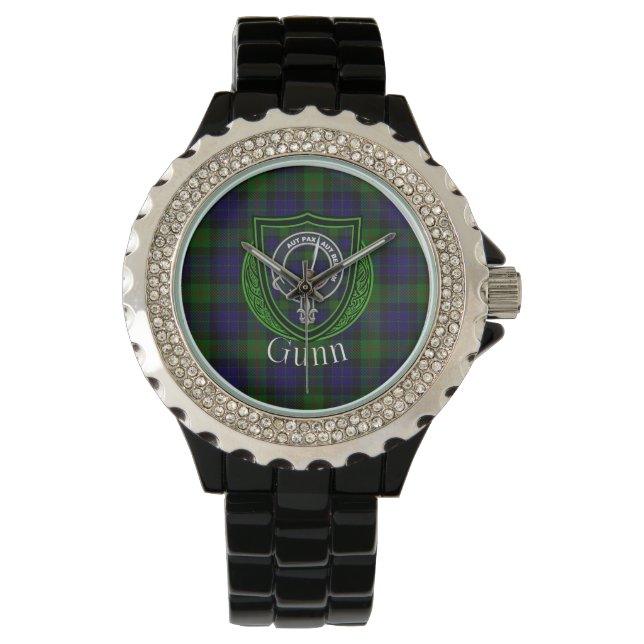Gunn Scottish Clan Tartan & Crest Watch (Front)
