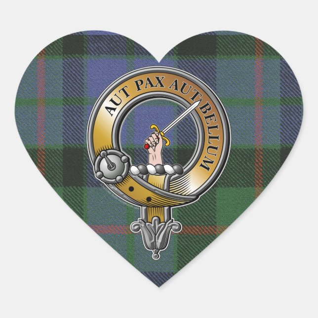 Gunn Tartan & Badge Heart Sticker (Front)