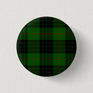 Gunn tartan green black plaid 3 cm round badge