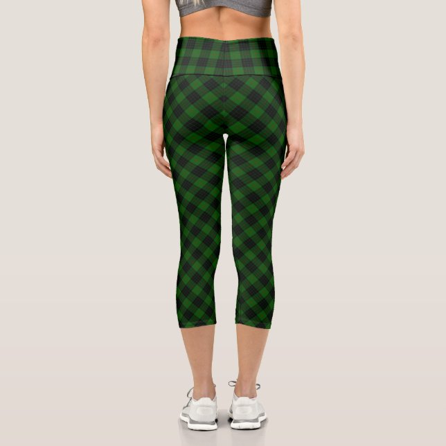 Gunn tartan green black plaid capri leggings (Back)