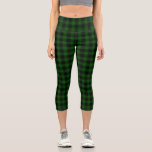 Gunn tartan green black plaid capri leggings<br><div class="desc">Gunn clan tartan green black plaid</div>