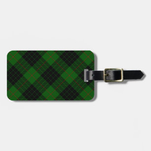 Gunn tartan green black plaid luggage tag