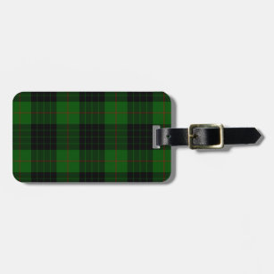 Gunn tartan green black plaid luggage tag