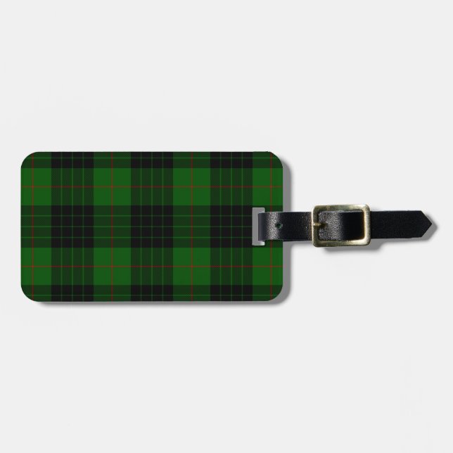 Gunn tartan green black plaid luggage tag (Front Horizontal)