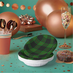 Gunn tartan green black plaid paper plate