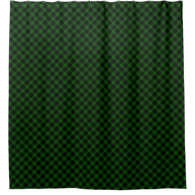 Gunn tartan green black plaid shower curtain (Front)