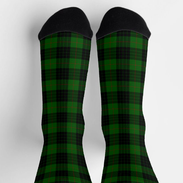 Gunn tartan green black plaid socks (Top)