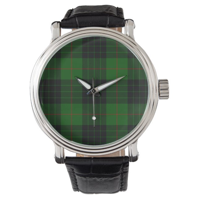 Gunn tartan green black plaid watch (Front)