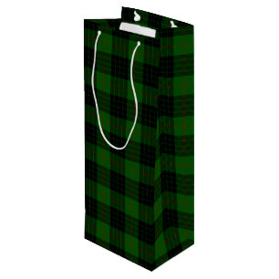 Gunn tartan green black plaid wine gift bag
