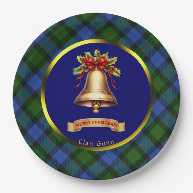 Gunn Tartan Personalised Christmas Paper Plate (Front)