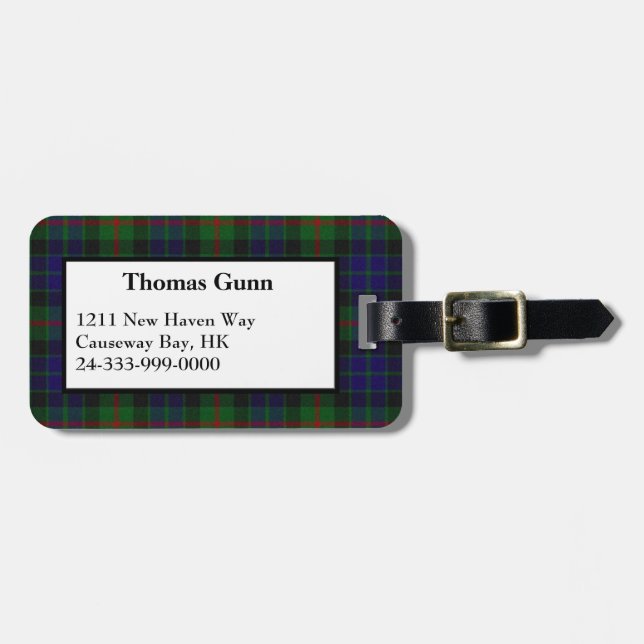 Gunn Tartan Plaid Luggage Tag (Front Horizontal)