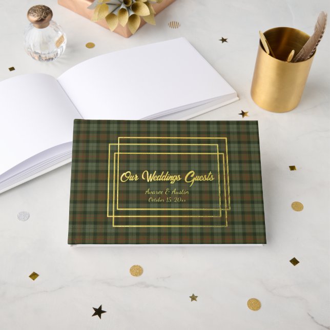 Gunn Weathered Original Scottish Tartan Guest Book (Front Open)