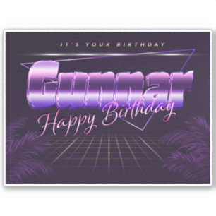 Gunnar Name Vorname lila retro Sticker Geburtstag