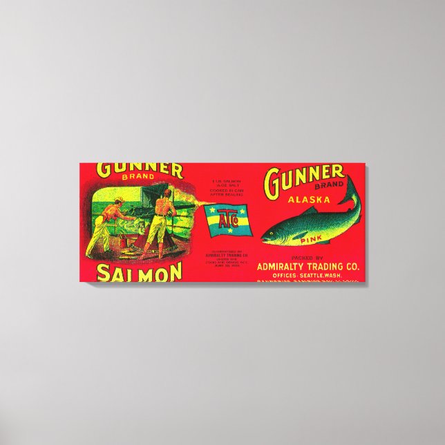 Gunner Salmon Can LabelGambier Bay, AK Canvas Print (Front)