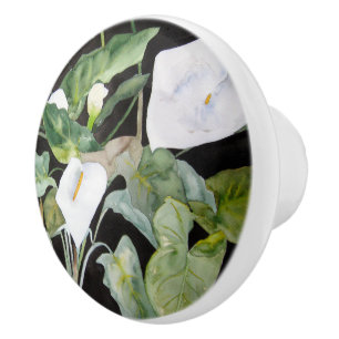 Gunner with watercolor of white gannets ceramic knob