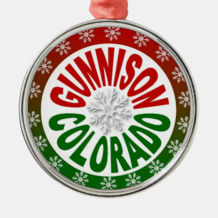 Gunnison Colorado red green snowflake ornament