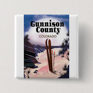 Gunnison county Ski travel poster. 15 Cm Square Badge